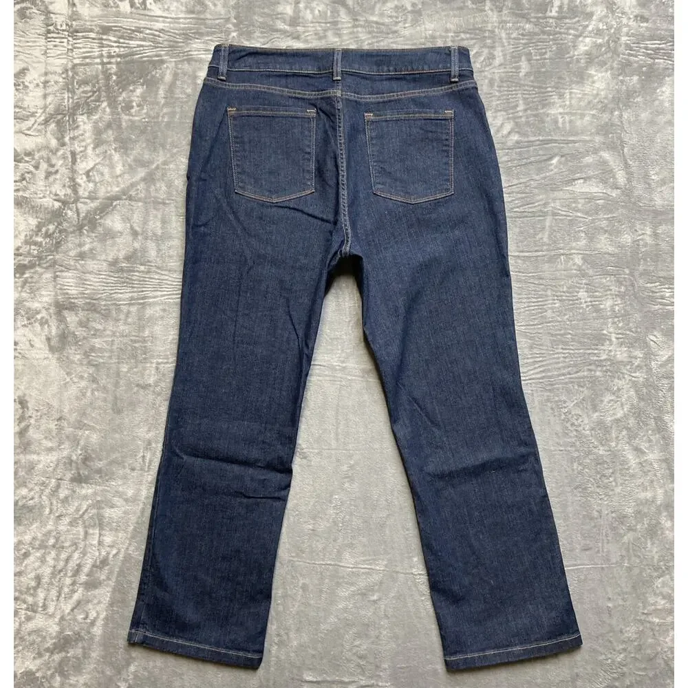 L.L. Bean Straight Leg Jeans Women’s Size 16P Dark Blue‎ Denim